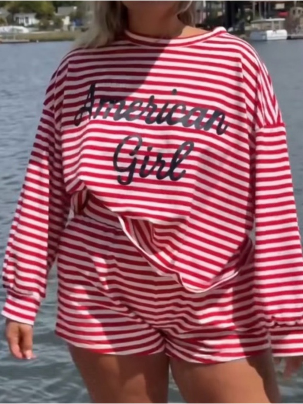 BUCKETLIST Red & White Striped High Waist Women's Shorts